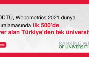 ODTÜ, Webometrics 2021 dünya sıralamasında ilk 500’de yer alan Türkiye’den tek üniversite