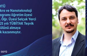Dr. Öğretim Üyesi Selçuk Yerci’ye TÜBİTAK Teşvik Ödülü