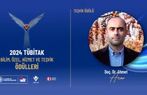 Doç. Dr. Ahmet Acar’a TÜBİTAK Teşvik Ödülü